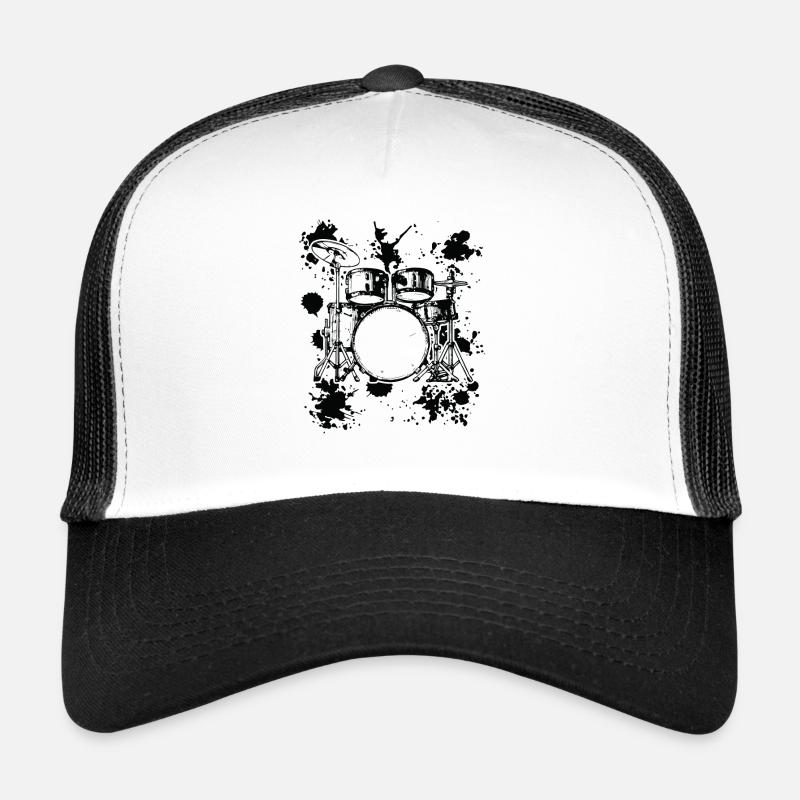 Drum Set Drumming Drum Instruments Drummer - Trucker Cap - Weiß/Schwarz