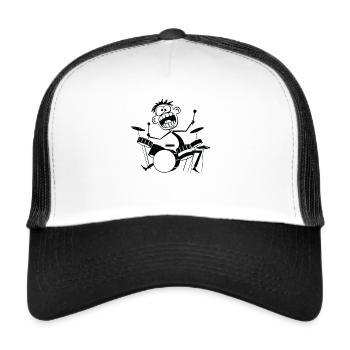 Drôle de batteur Joueur de tambour drôle - Casquette trucker  - blanc/noir - Devant