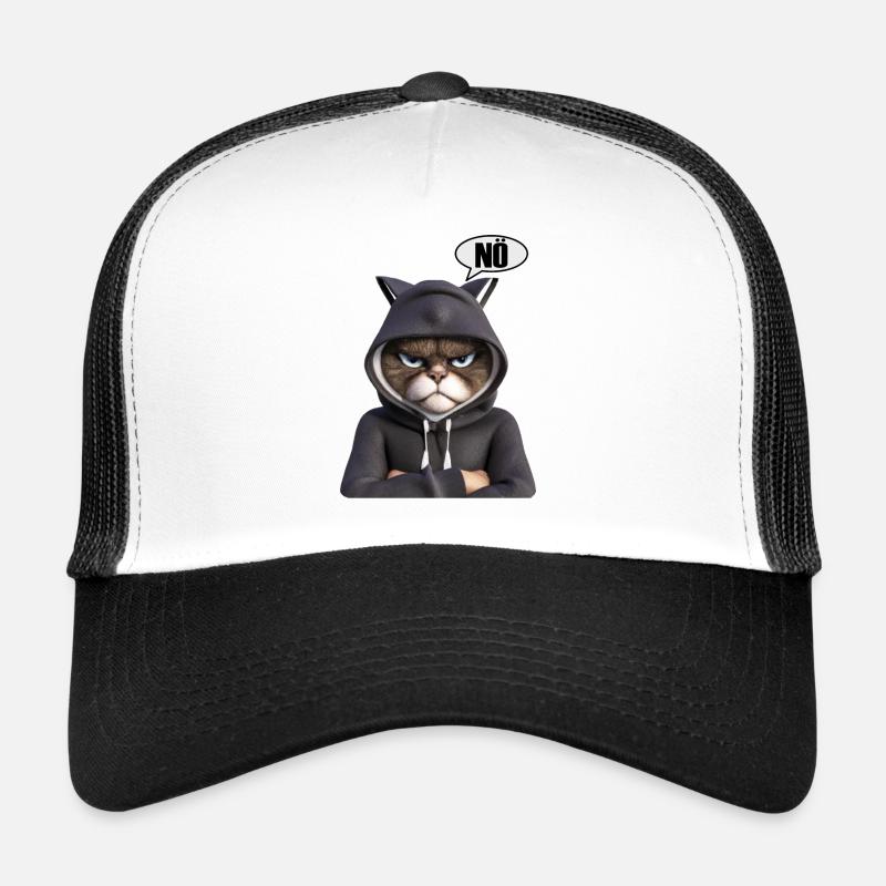 Witziger Kater mit Spruchblase Nö - Trucker Cap - Weiß/Schwarz