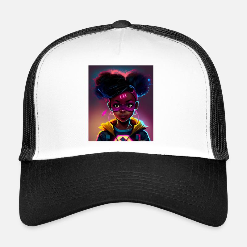 Futuristic heroine with neon power Trucker Cap