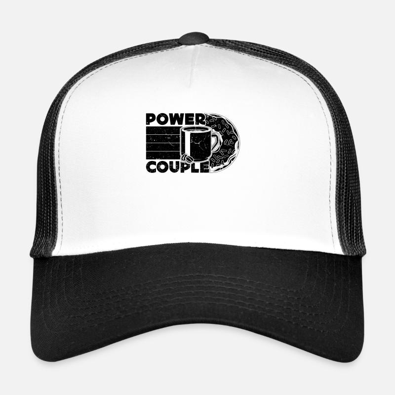 Power Couple Retro Breakfast Coffee & Donuts Lover Trucker Cap