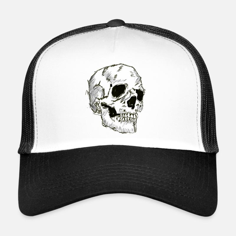 Line drawing skull, Trucker Cap