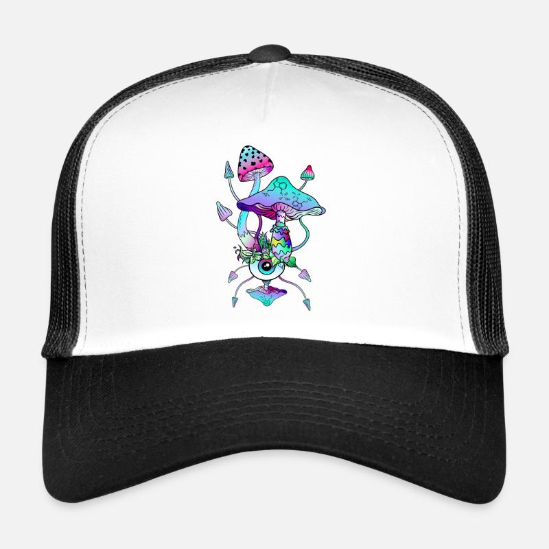 Champignons Magiques Néon Champis Psychédéliques Casquette trucker 