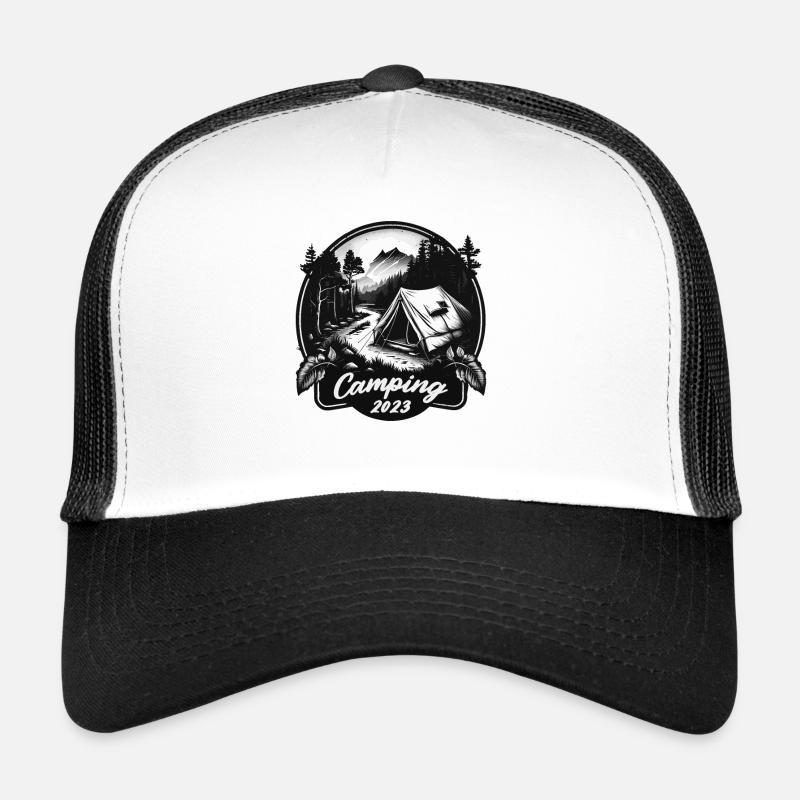 Camping tour 2023 - Patch design - Trucker Cap - Weiß/Schwarz