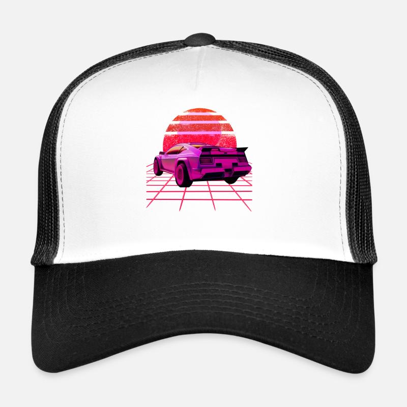 Retro Wave super Car Sunset Trucker Cap