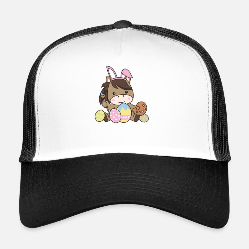 joyeuse Pâques doux cheval de Pâques avec des œufs de Pâques Casquette trucker 