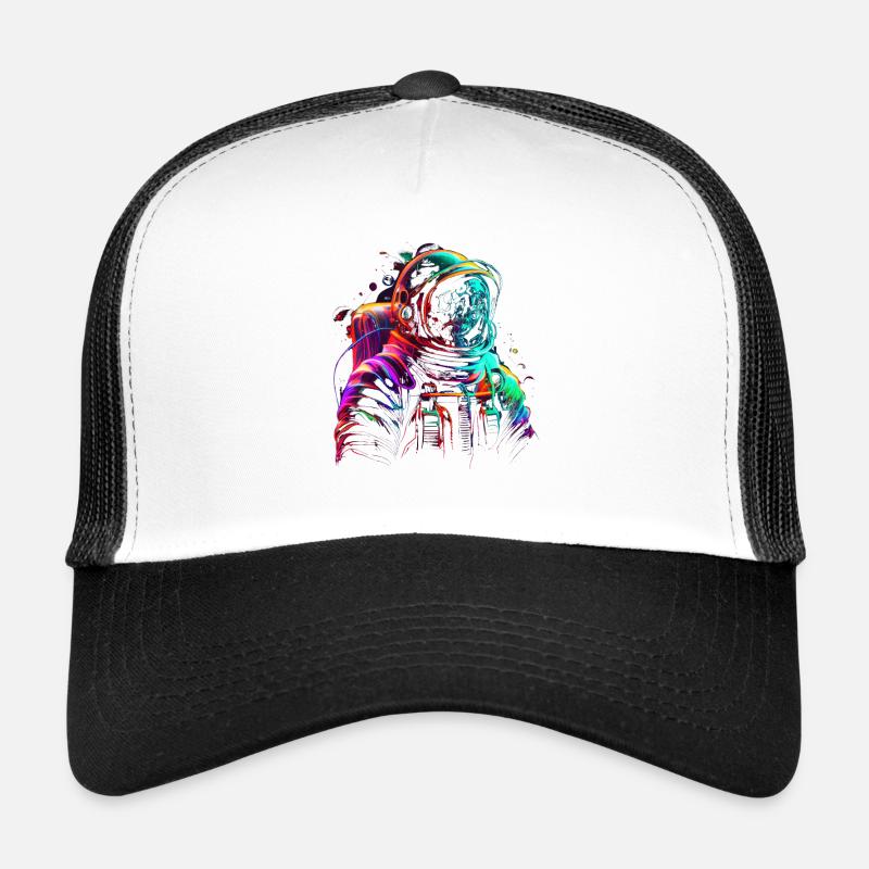 Outer Space Line Art Colorful Fun Spaceman Trucker Cap