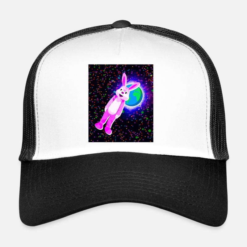 Easter bunny with pink fur in space Trucker Cap
