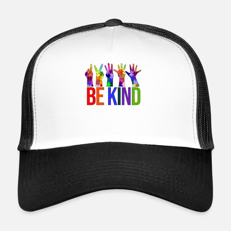Sensibilisation à l’autisme - Signe de la main1 2 3 4 5 Soyez gentil Casquette trucker 