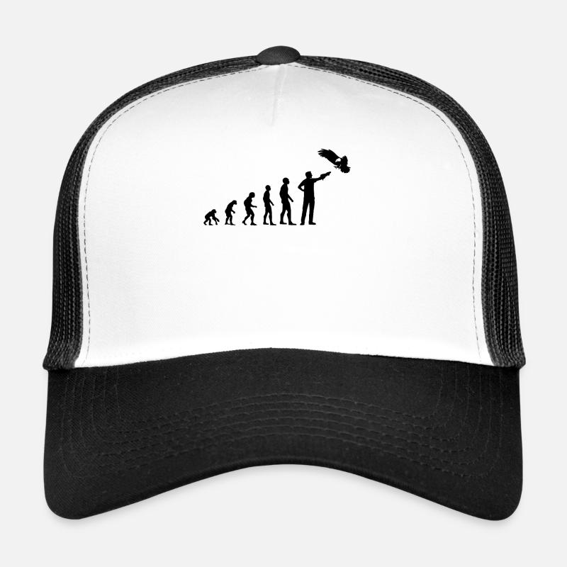 Falkner Greifvogel Evolution Falknerei Geschenk - Trucker Cap - Weiß/Schwarz