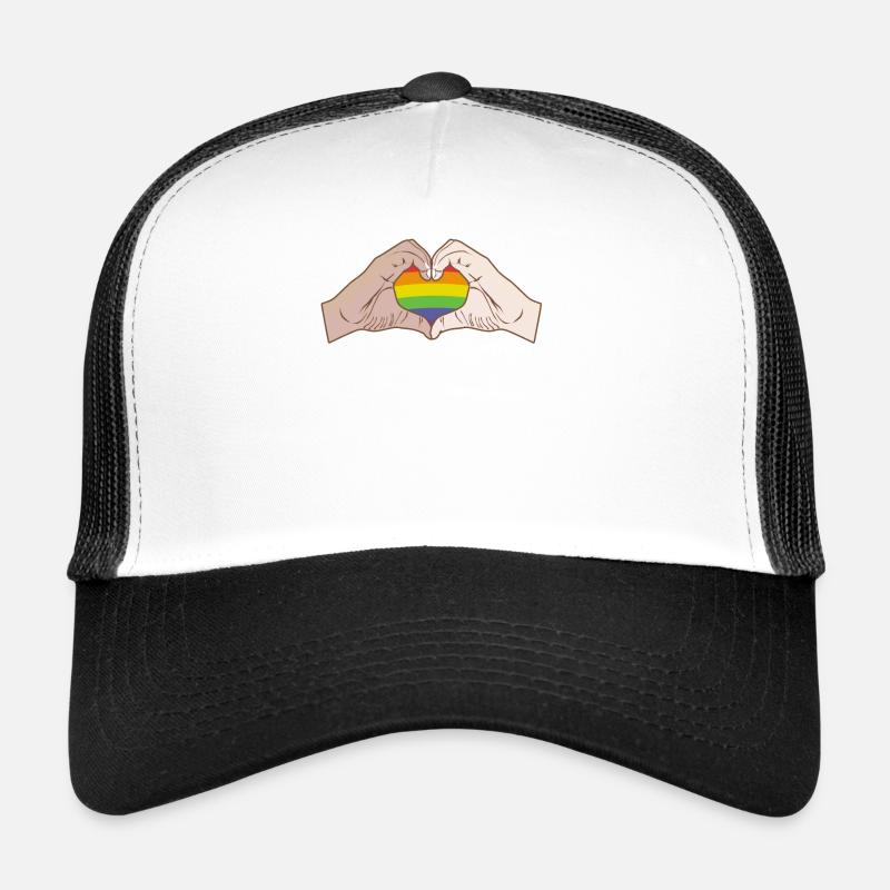 CSD LGBT Hands Shape Rainbow Heart Pride Love Trucker Cap