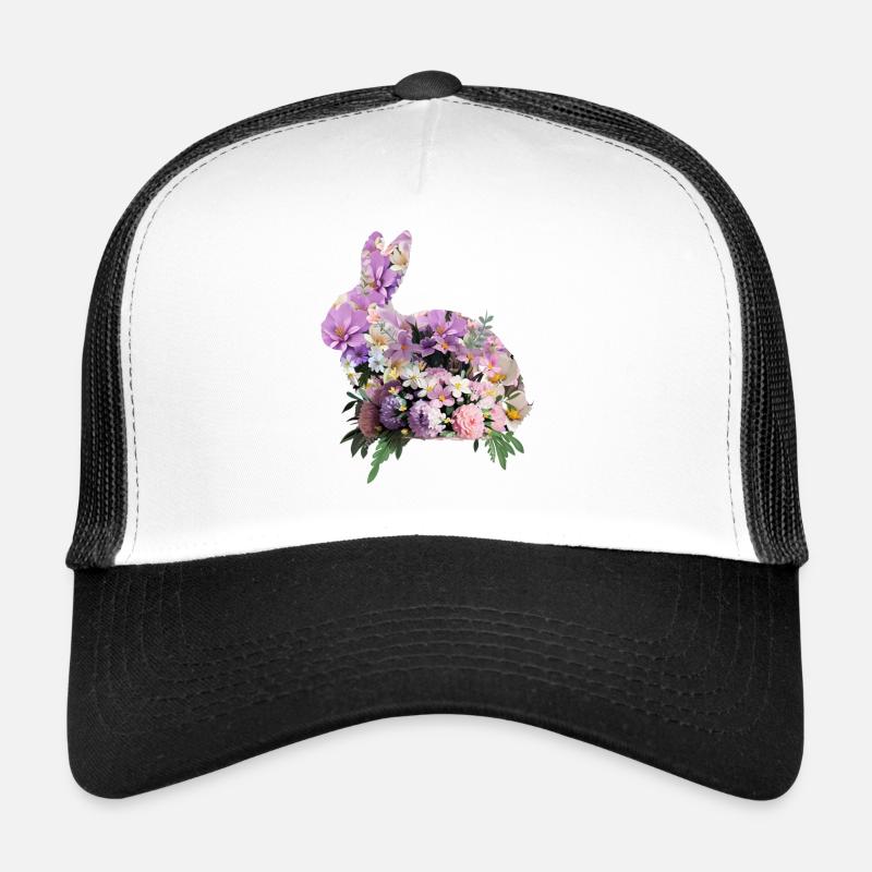Fleurs lapin de Pâques Casquette trucker 