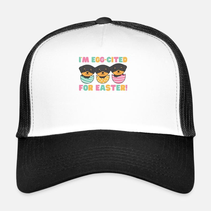 chiens mignons à Pâques avec des œufs de Pâques Rottweiler Casquette trucker 