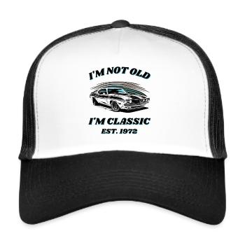 Born 1972 Classic since 1972 Muscle-Car Design - Trucker Cap - white/black - Front