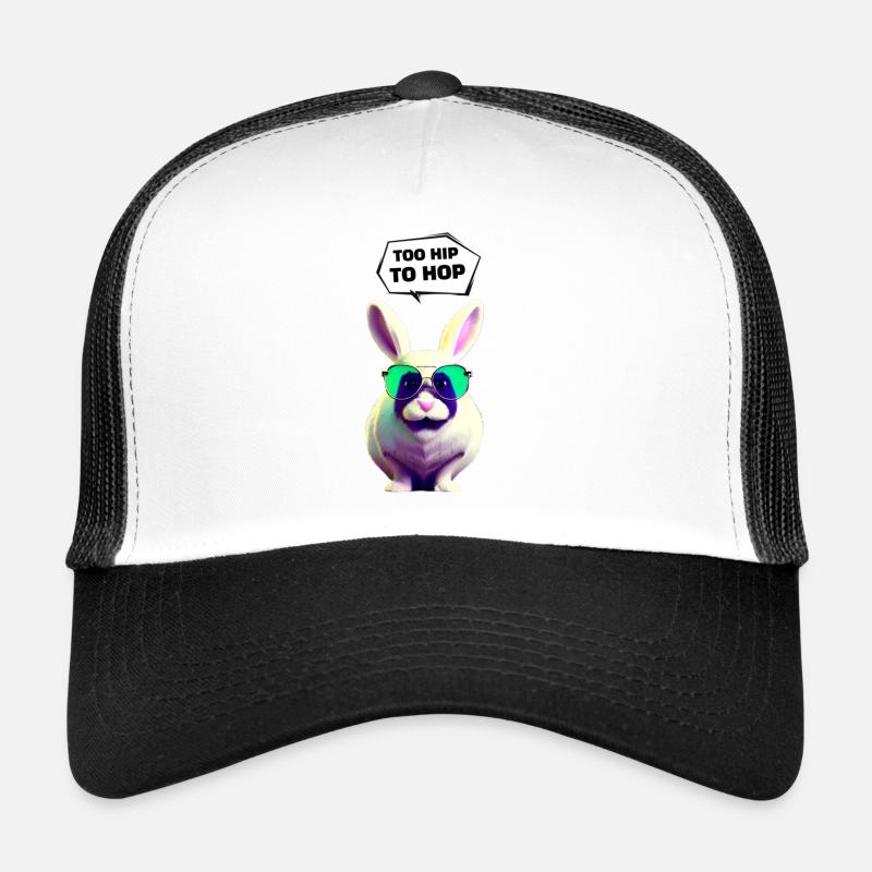 Osterhase - Too Hip to Hop - Trucker Cap - Weiß/Schwarz