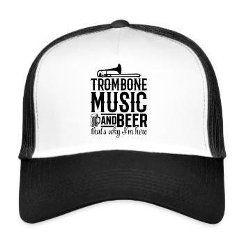 Musique de trombone et bière C’est pourquoi je suis ici Musici - Casquette trucker  - blanc/noir - Devant