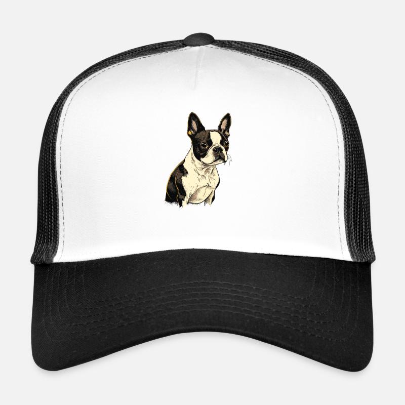 Boston Terrier - Trucker Cap - Weiß/Schwarz