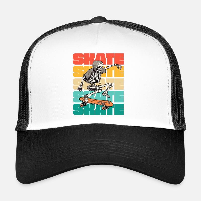 Skateboard Cool Skateboarder Skeleton Coloré Casquette trucker 