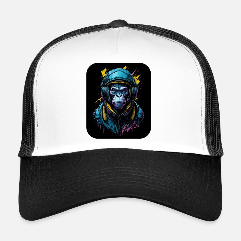 Affe im Astronautenanzug | Weltraum-Pilot Trucker Cap