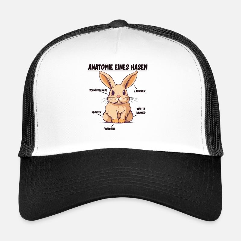 Anatomie eines Hasen lustige Kanninchen Erklärung - Trucker Cap - Weiß/Schwarz