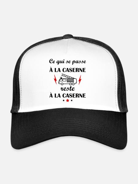 Ce qui se passe à la caserne, fête des pères - Casquette trucker  - blanc/noir - Devant