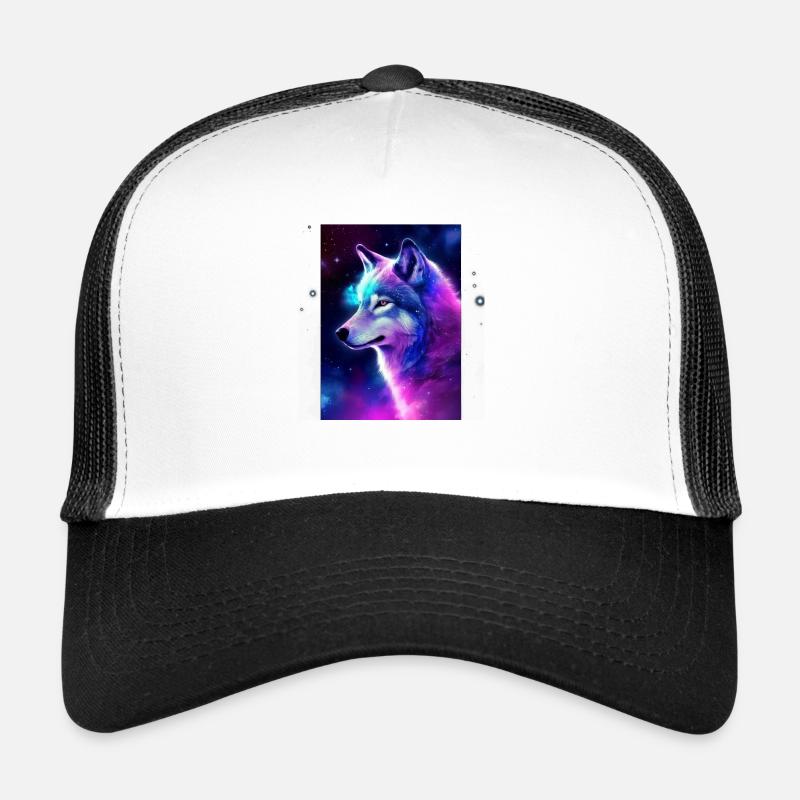 Wolf Galaxy Space Graphic Wolf Lover Trucker Cap