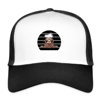 Sloth Cook Chef Hat Food & Sloth Lover Kitchen Che - Trucker Cap - white/black - Front