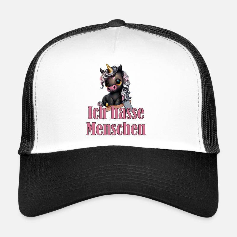 Kleines süßes Schwarzes Einhorn mit Spruch Trucker Cap