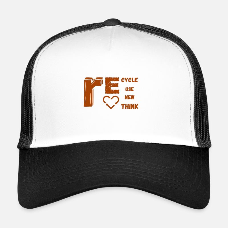 Recycler Réutiliser Renouveler Repenser Graphique - Casquette trucker  - blanc/noir