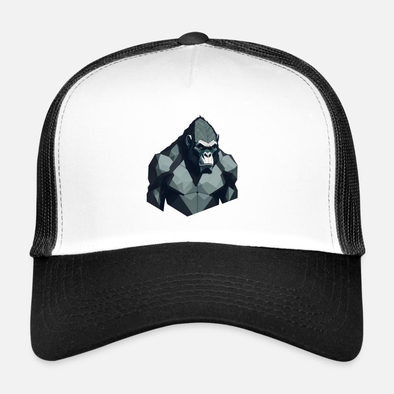Polygone Gorille - Casquette trucker  - blanc/noir