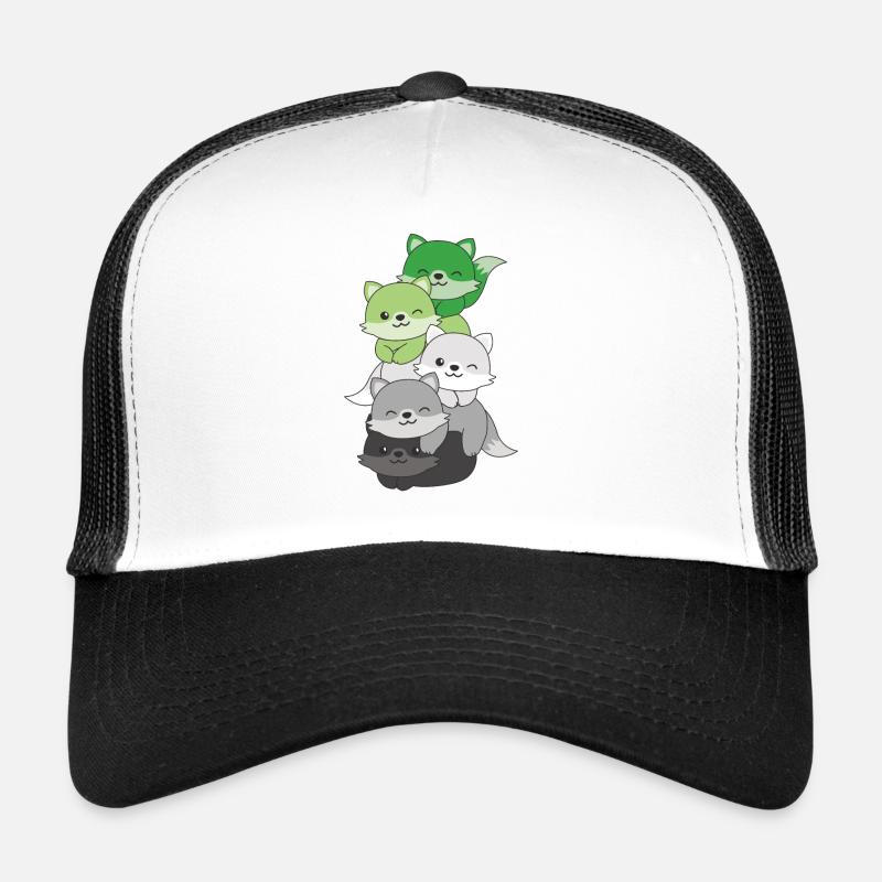 Aromantik Flag Pride LGBTQ süßer Fuchs Stapel Trucker Cap