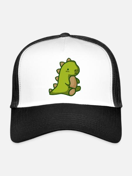 Dinosaure mignon qui ressemble à un ours en peluche - Casquette trucker  - blanc/noir - Devant