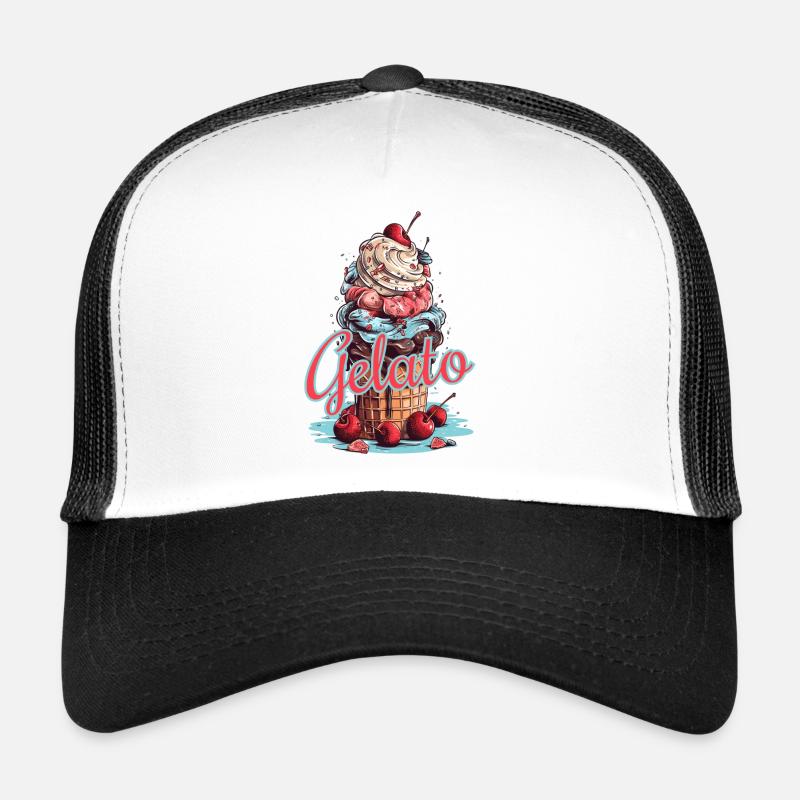 Gelato Eis Eiscreme Eisdiele - Trucker Cap - Weiß/Schwarz