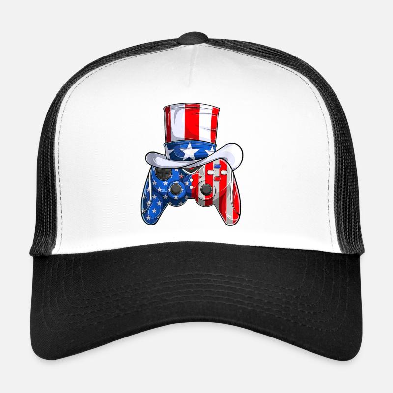 Video Game 4th of July controller American flag Trucker Cap