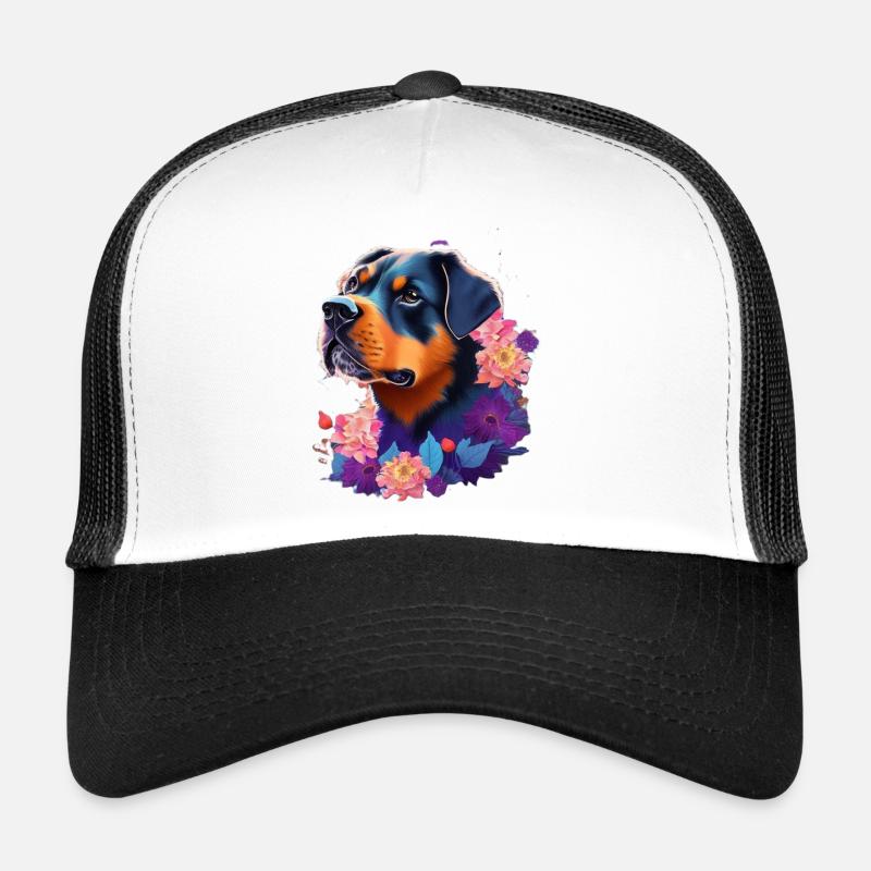 Rottweiler - Casquette trucker  - blanc/noir