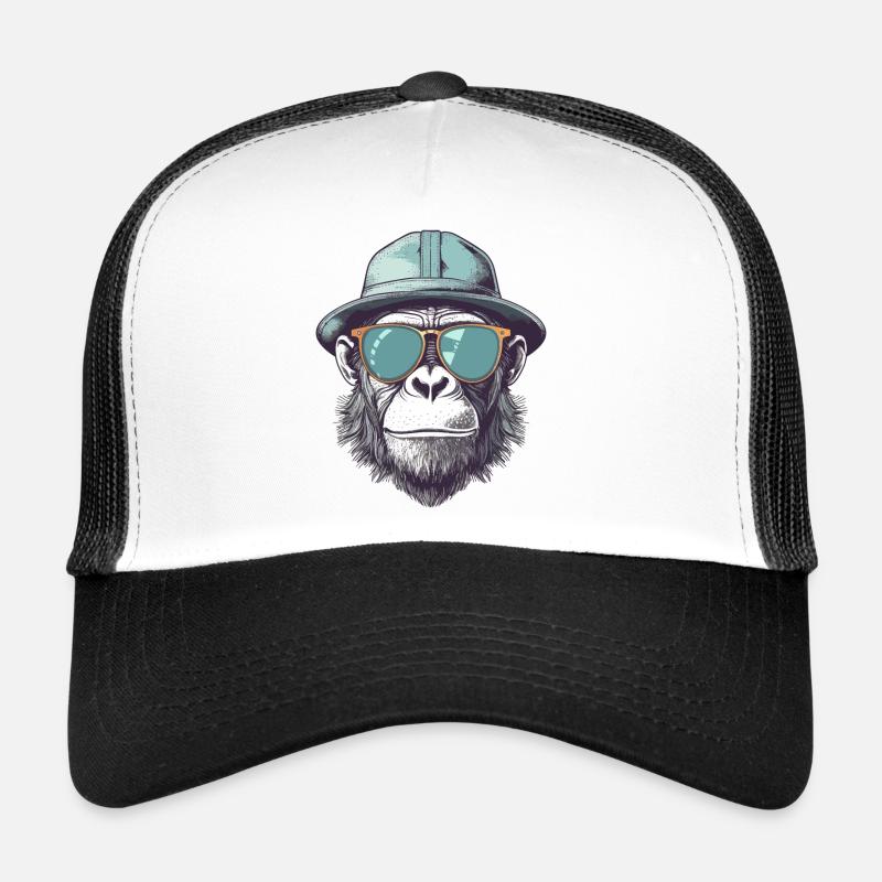 Cool monkey with sunglasses and hat Trucker Cap
