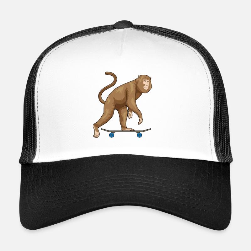 Affe Skater Skateboard - Trucker Cap - Weiß/Schwarz