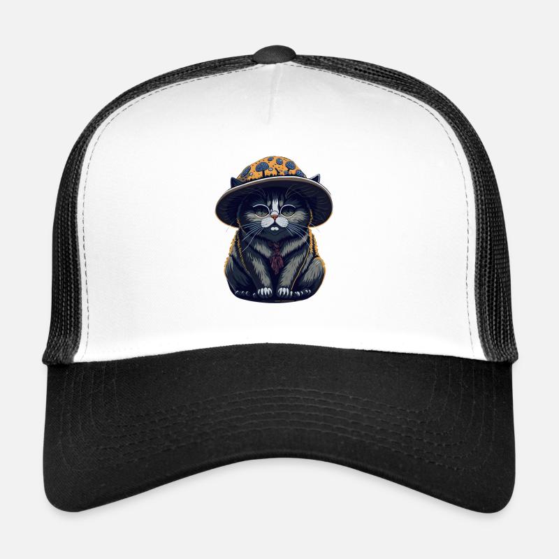 Chubby Cat with Mushroom Hat Trucker Cap