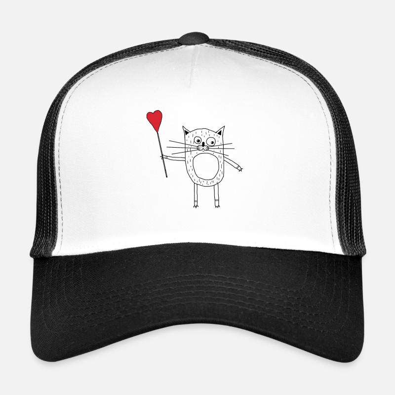 J’aime le chat - Casquette trucker  - blanc/noir