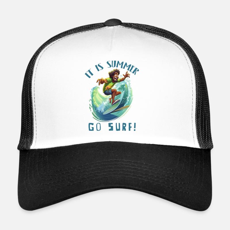 Drôle de hippie avec une planche de surf - surfeur Casquette trucker 