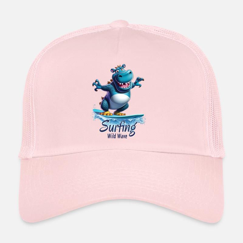 Hippopotame cool avec une planche de surf - surfeur Casquette trucker 