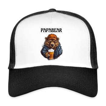 Papa Bear proud Daddy stolzer Vater - Trucker Cap - Weiß/Schwarz - Vorne