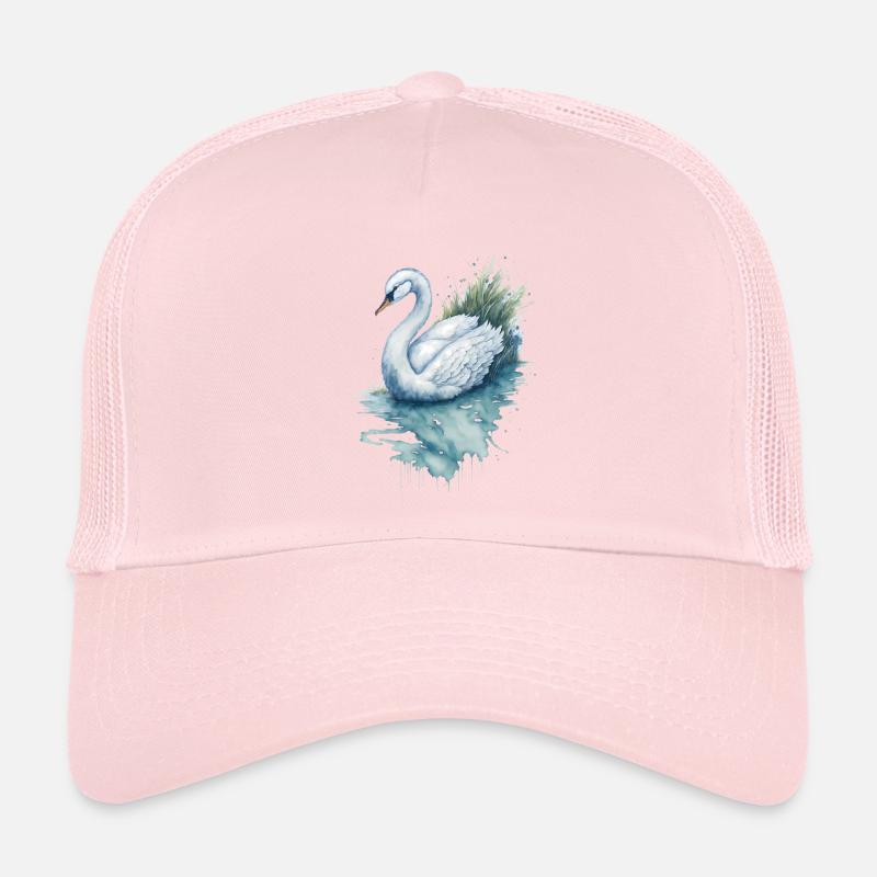 Peinture à l’aquarelle de cygne gracieuse Casquette trucker 