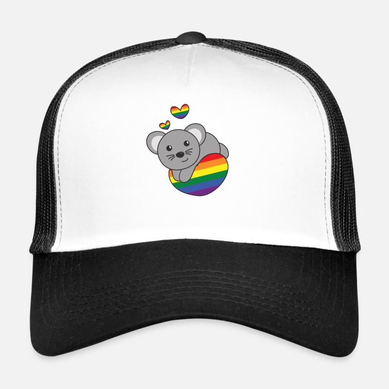 Rainbow Flag Pride LGBTQ Cute Mouse Love Trucker Cap