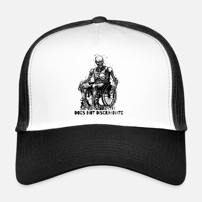 Skelett im Rollstuhl: Keine Diskriminierung - Trucker Cap - Weiß/Schwarz
