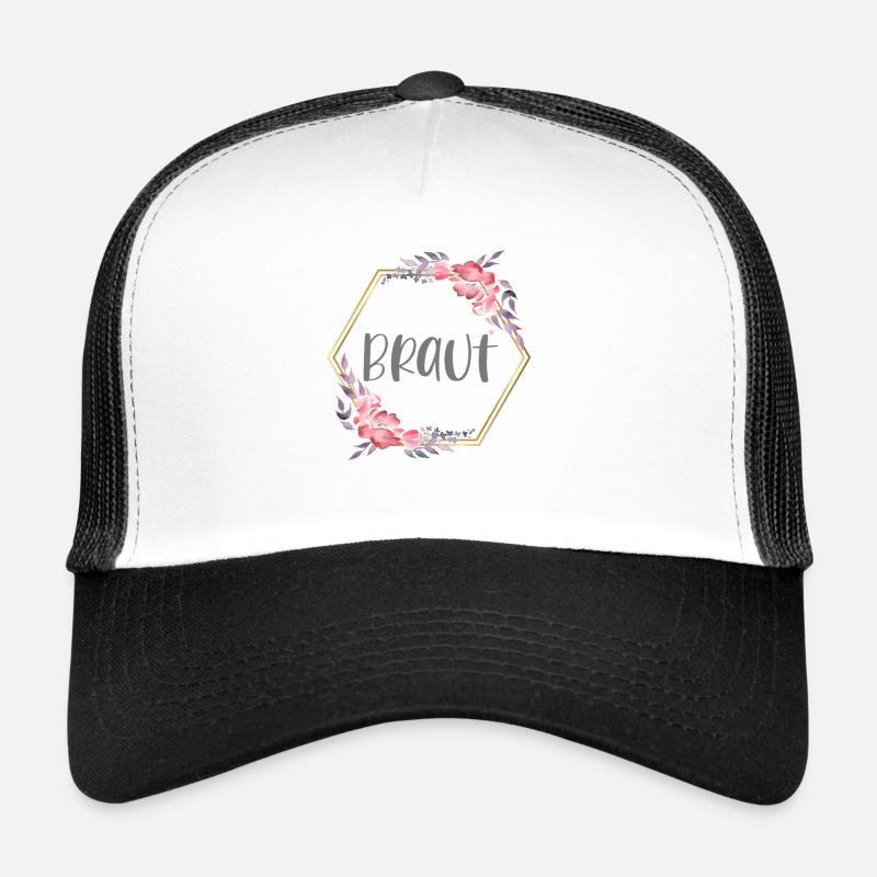 Braut Verlobung Boho Bride to be JGA Geschenk - Trucker Cap - Weiß/Schwarz