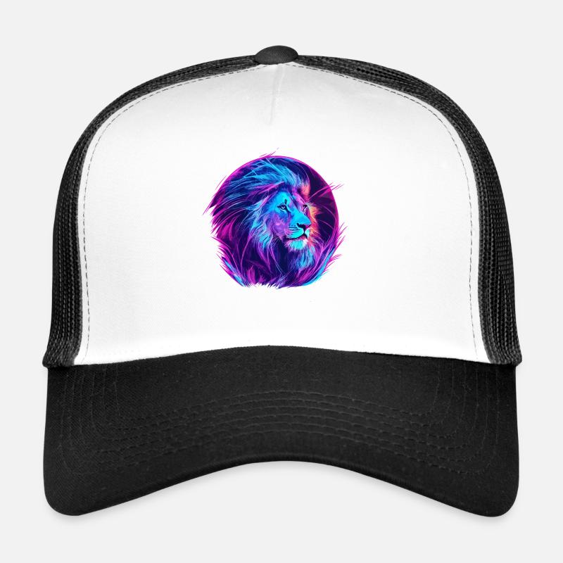 Löwe Vaporwave EDM - Trucker Cap - Weiß/Schwarz