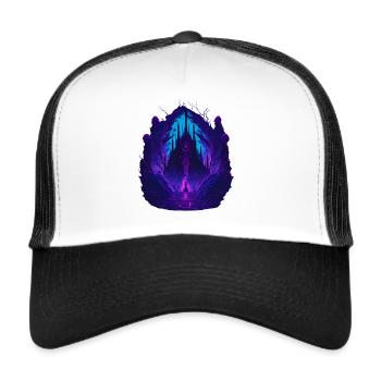 Neon Gothic Kirche Gotische Architektur - Trucker Cap - Weiß/Schwarz - Vorne