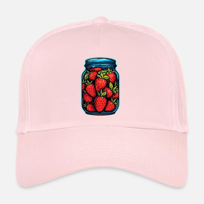 Glasgefäß mit Erdbeeren Trucker Cap