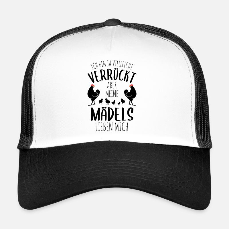 Hühner Huhn Hühnerstall Bauernhof Bauer Geschenk - Trucker Cap - Weiß/Schwarz